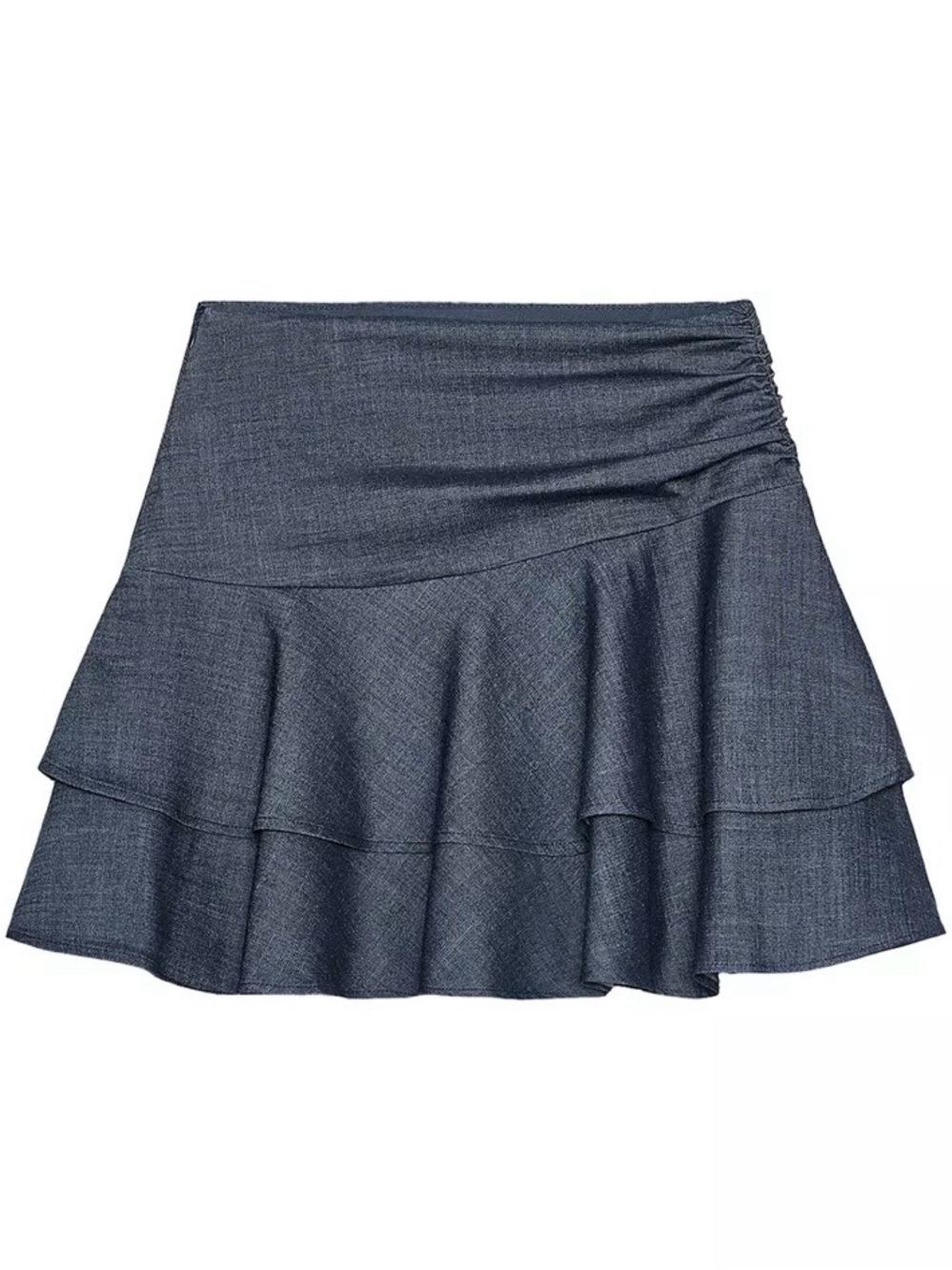 NWT Zara Tiered A-Line Denim-Texture Skort  - XL